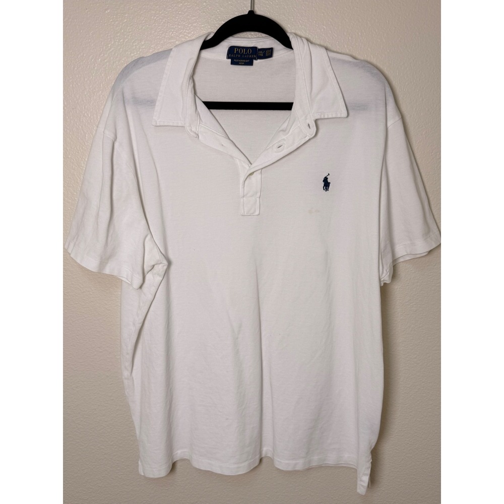 Polo Ralph Lauren Mens XXL Featherweight Mesh Polo Shirt White Short Sleeve Pony